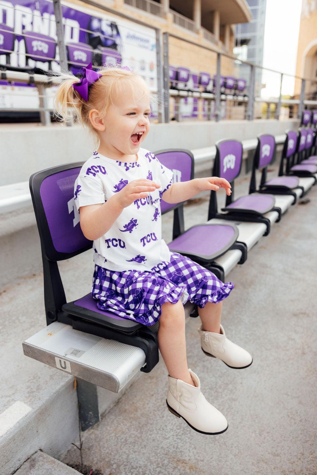 TCU White Frog Ruffle Pocket Tee by Mila & Rose ®