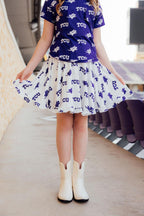 TCU White Frog Ruffle Twirl Skort by Mila & Rose ®
