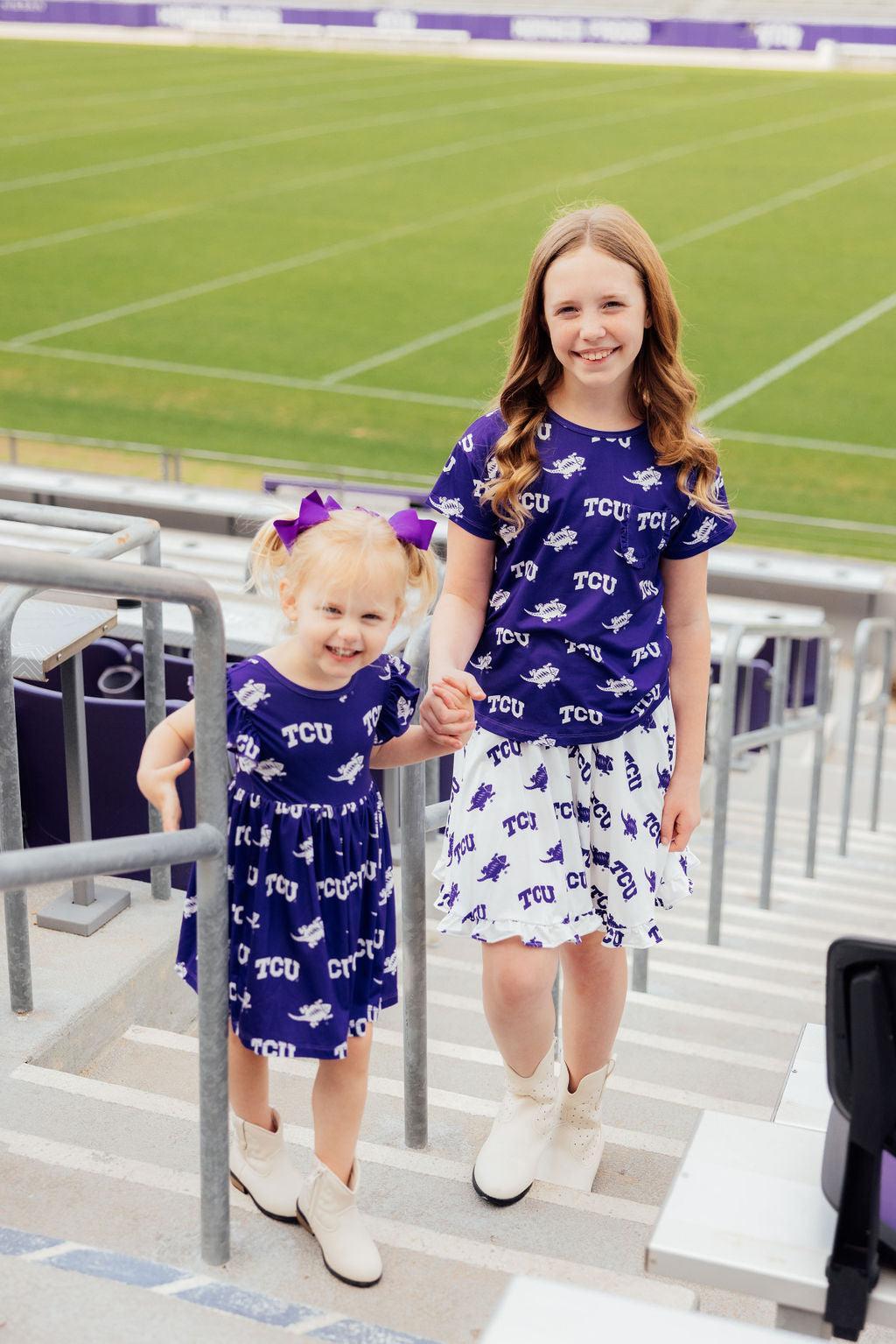 TCU White Frog Ruffle Twirl Skort by Mila & Rose ®
