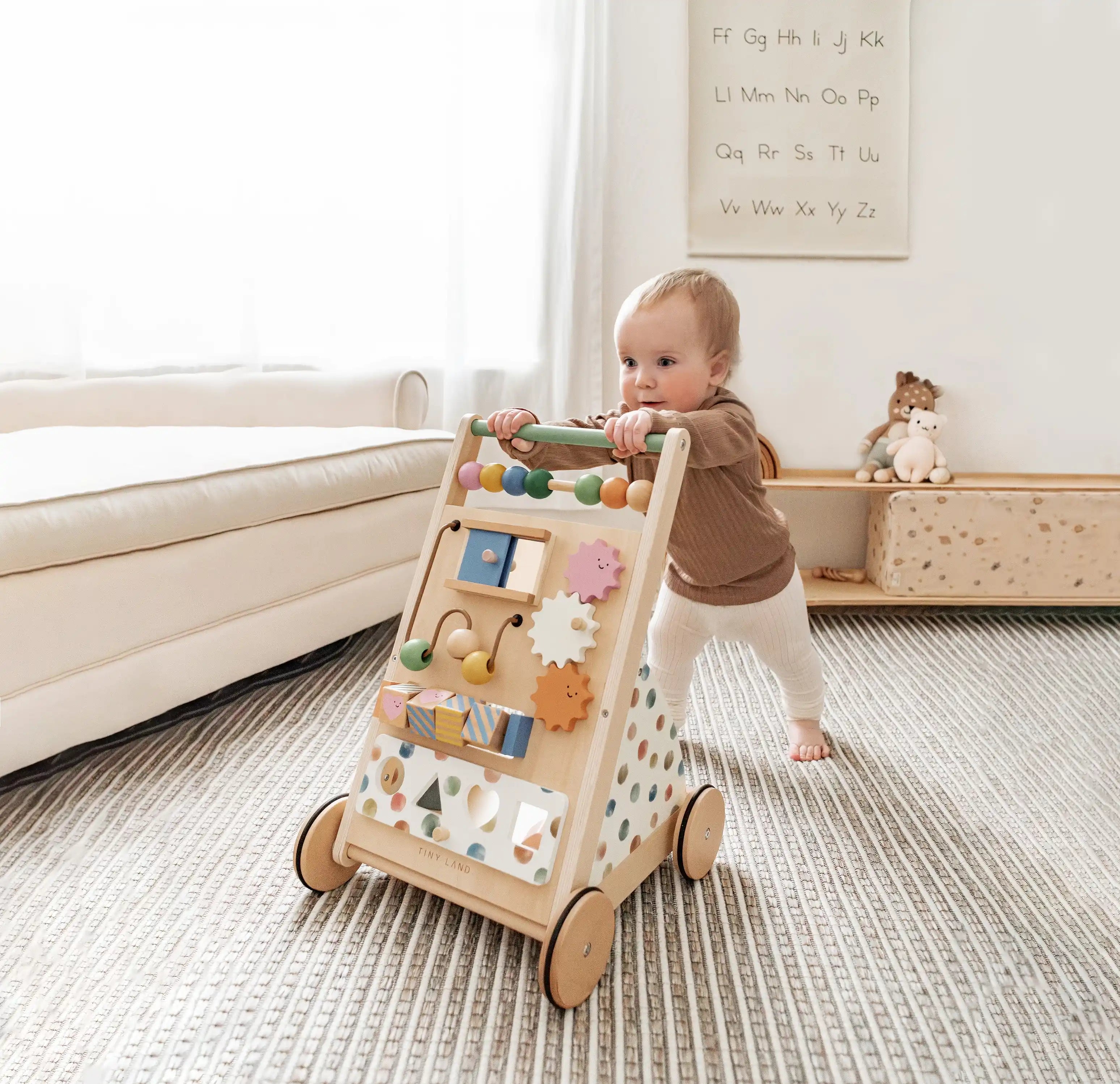 Tiny Land® Versatile Natural Wooden Baby Walker by Tiny Land INC