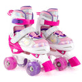 Kids Roller Skates 4 Sizes Adjustable Quad Skates with Light-up Wheels and Safety Protection-Rose Red by LuxuryLifeWay Online Store