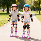 Kids Roller Skates 4 Sizes Adjustable Quad Skates with Light-up Wheels and Safety Protection-Rose Red by LuxuryLifeWay Online Store