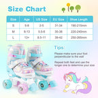 Kids Roller Skates 4 Sizes Adjustable Quad Skates with Light-up Wheels and Safety Protection-Rose Red by LuxuryLifeWay Online Store