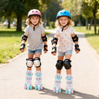 Kids Roller Skates 4 Sizes Adjustable Quad Skates with Light-up Wheels and Safety Protection-Rose Red by LuxuryLifeWay Online Store