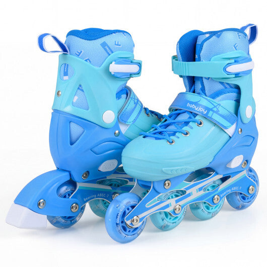 4-Size Adjustable Light-Up Kids Inline Skates for Kids Ages 7-9-Blue by LuxuryLifeWay Online Store