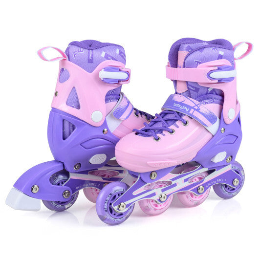 4-Size Adjustable Light-Up Kids Inline Skates for Kids Ages 7-9-Blue by LuxuryLifeWay Online Store