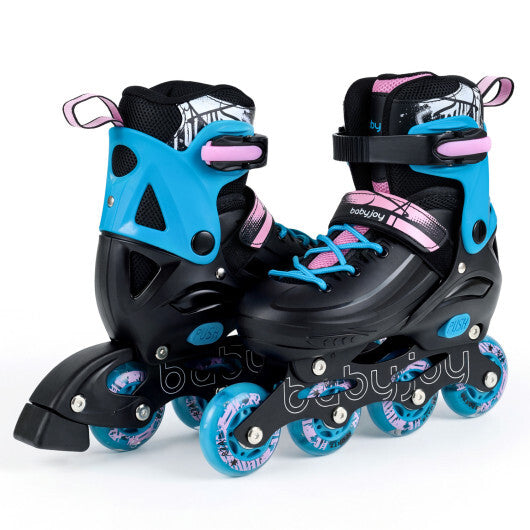 4-Size Adjustable Light-Up Kids Inline Skates for Kids Ages 7-9-Blue by LuxuryLifeWay Online Store