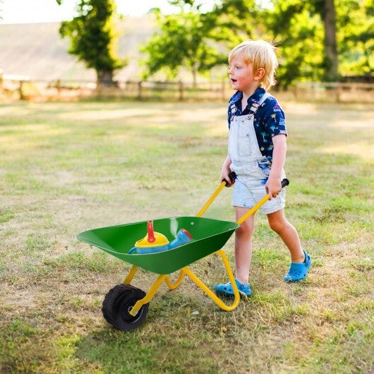 Outdoor Garden Backyard Play Toy Kids Metal Wheelbarrow-Red by LuxuryLifeWay Online Store