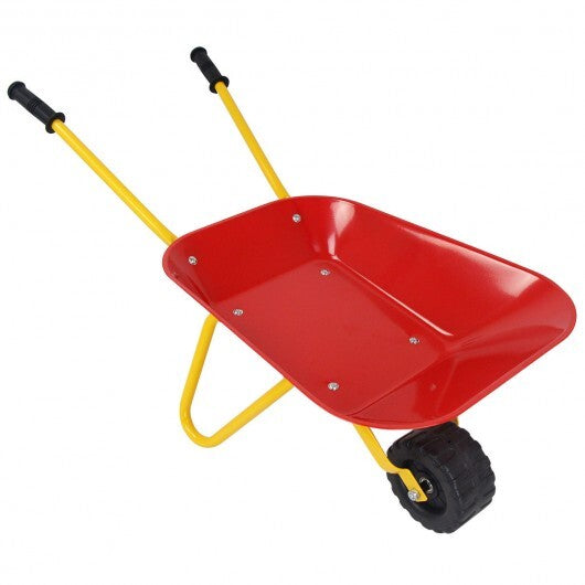 Outdoor Garden Backyard Play Toy Kids Metal Wheelbarrow-Red by LuxuryLifeWay Online Store