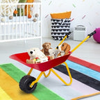 Outdoor Garden Backyard Play Toy Kids Metal Wheelbarrow-Red by LuxuryLifeWay Online Store