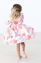 Tangerine Leaves 3/4 Sleeve Ruffle Twirl Dress by Mila & Rose ®