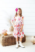Tangerine Leaves 3/4 Sleeve Ruffle Twirl Dress by Mila & Rose ®