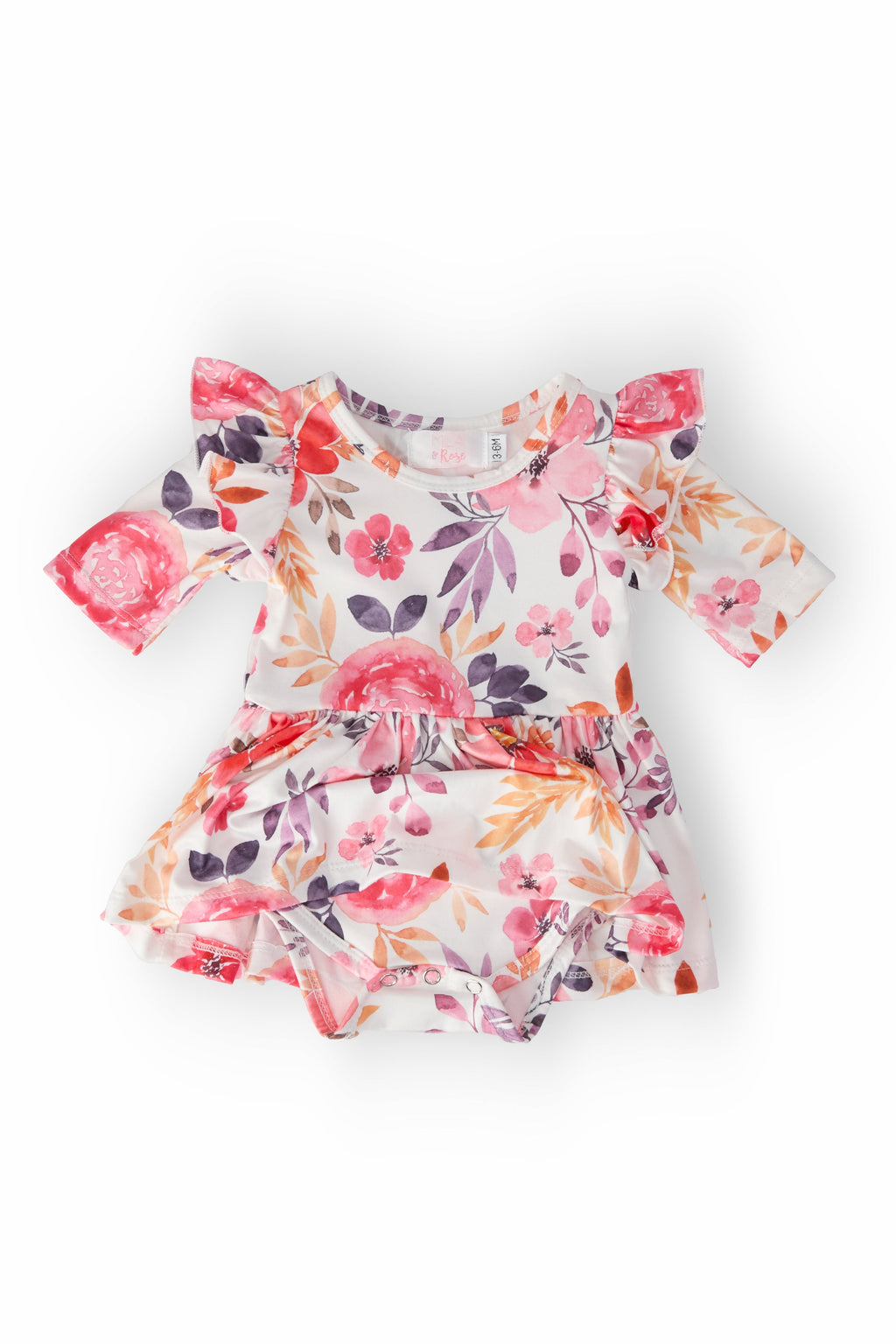 Tangerine Leaves 3/4 Sleeve Flutter Twirl Bodysuit by Mila & Rose ®