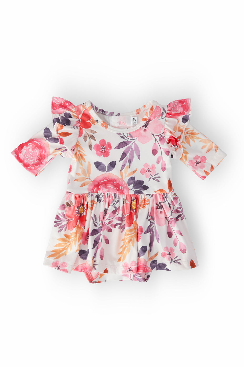 Tangerine Leaves 3/4 Sleeve Flutter Twirl Bodysuit by Mila & Rose ®
