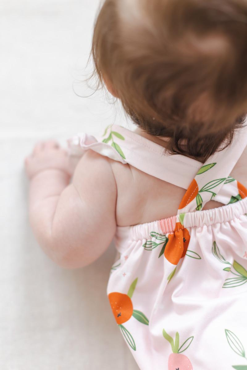 Tangerine Ruffle Cross Back Romper by Mila & Rose ®