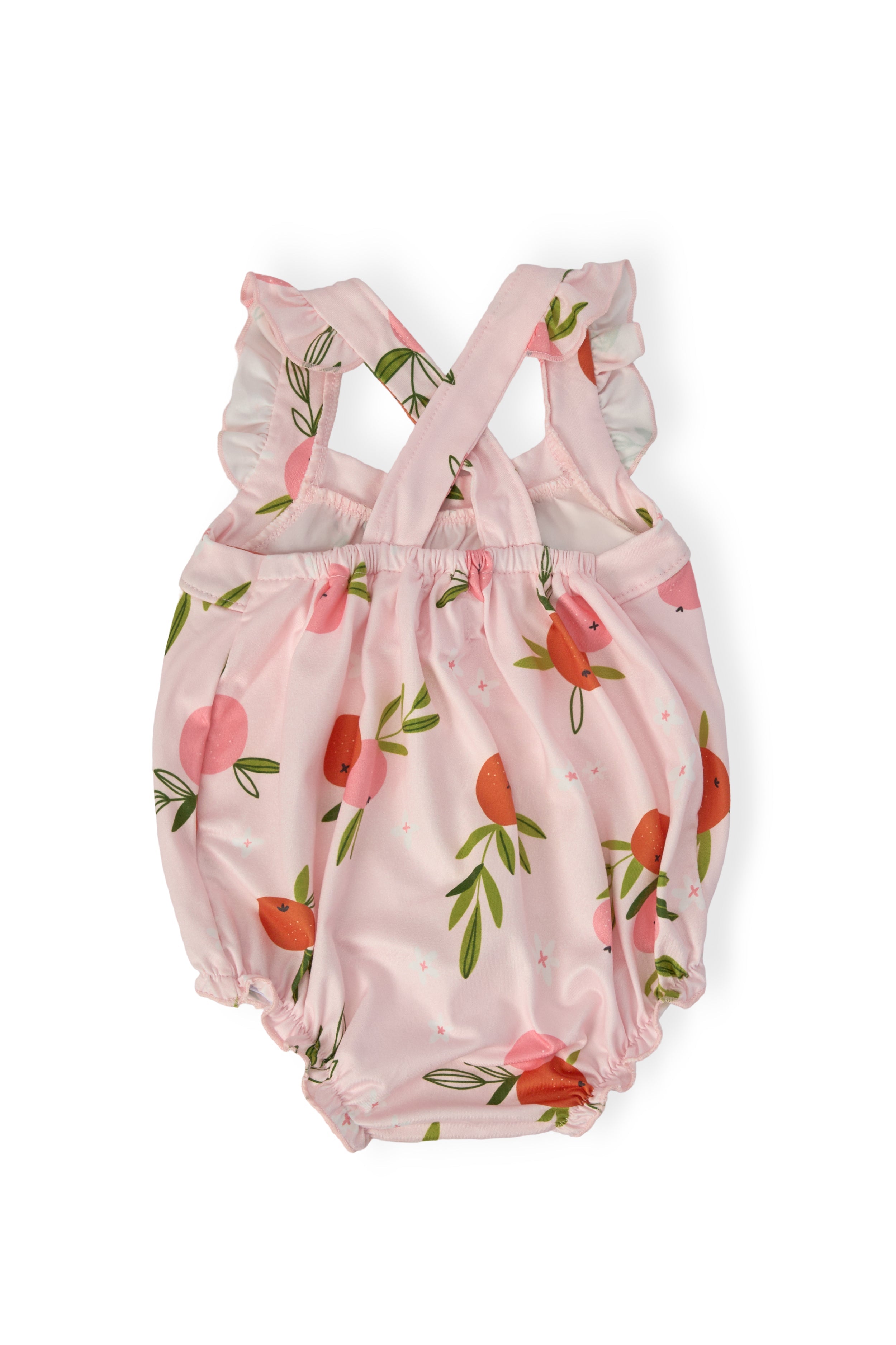 Tangerine Ruffle Cross Back Romper by Mila & Rose ®