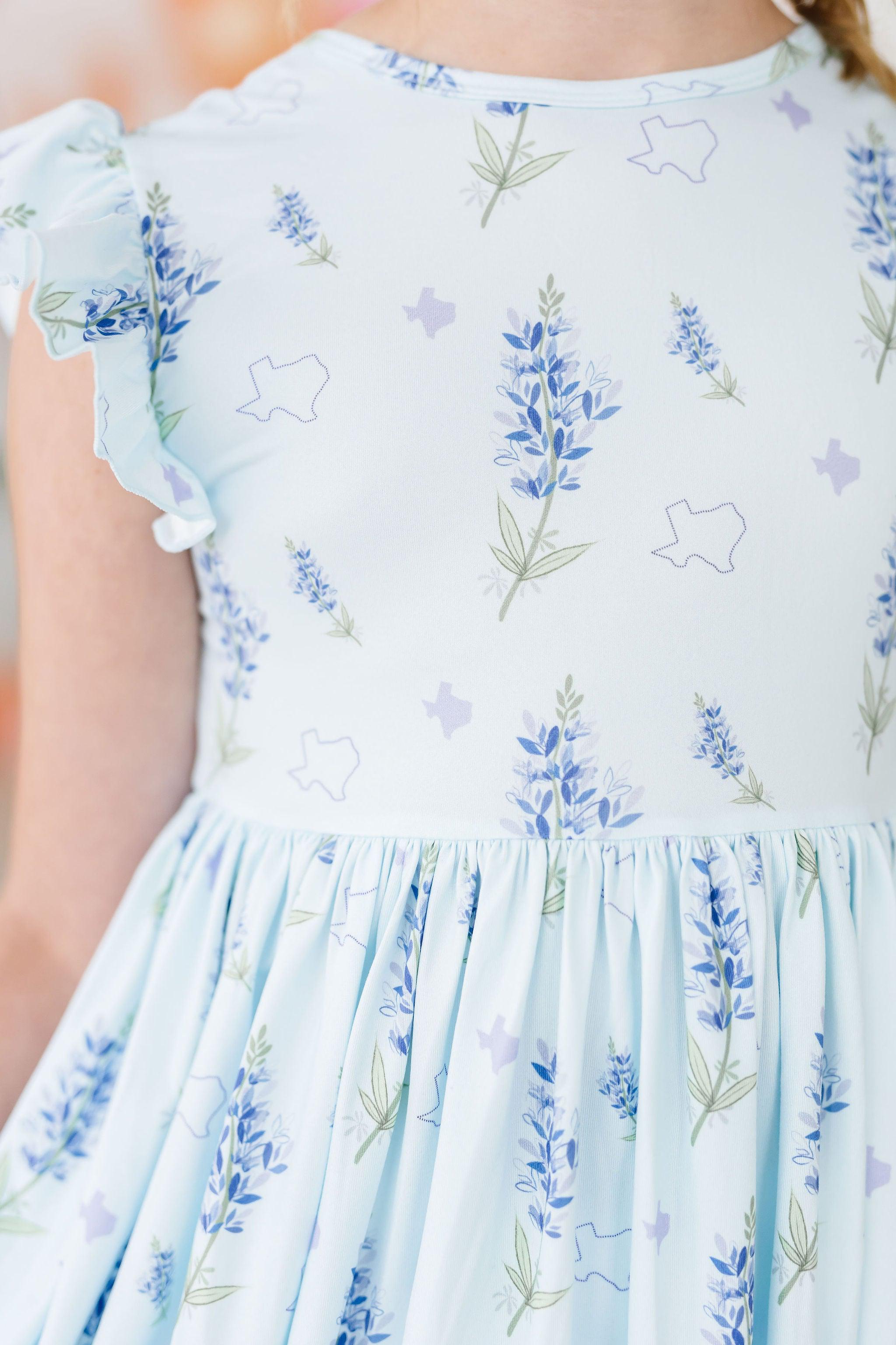 Texas Bluebonnets Flutter Sleeve Twirl Dress by Mila & Rose ®