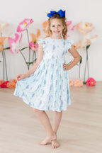 Texas Bluebonnets Flutter Sleeve Twirl Dress by Mila & Rose ®