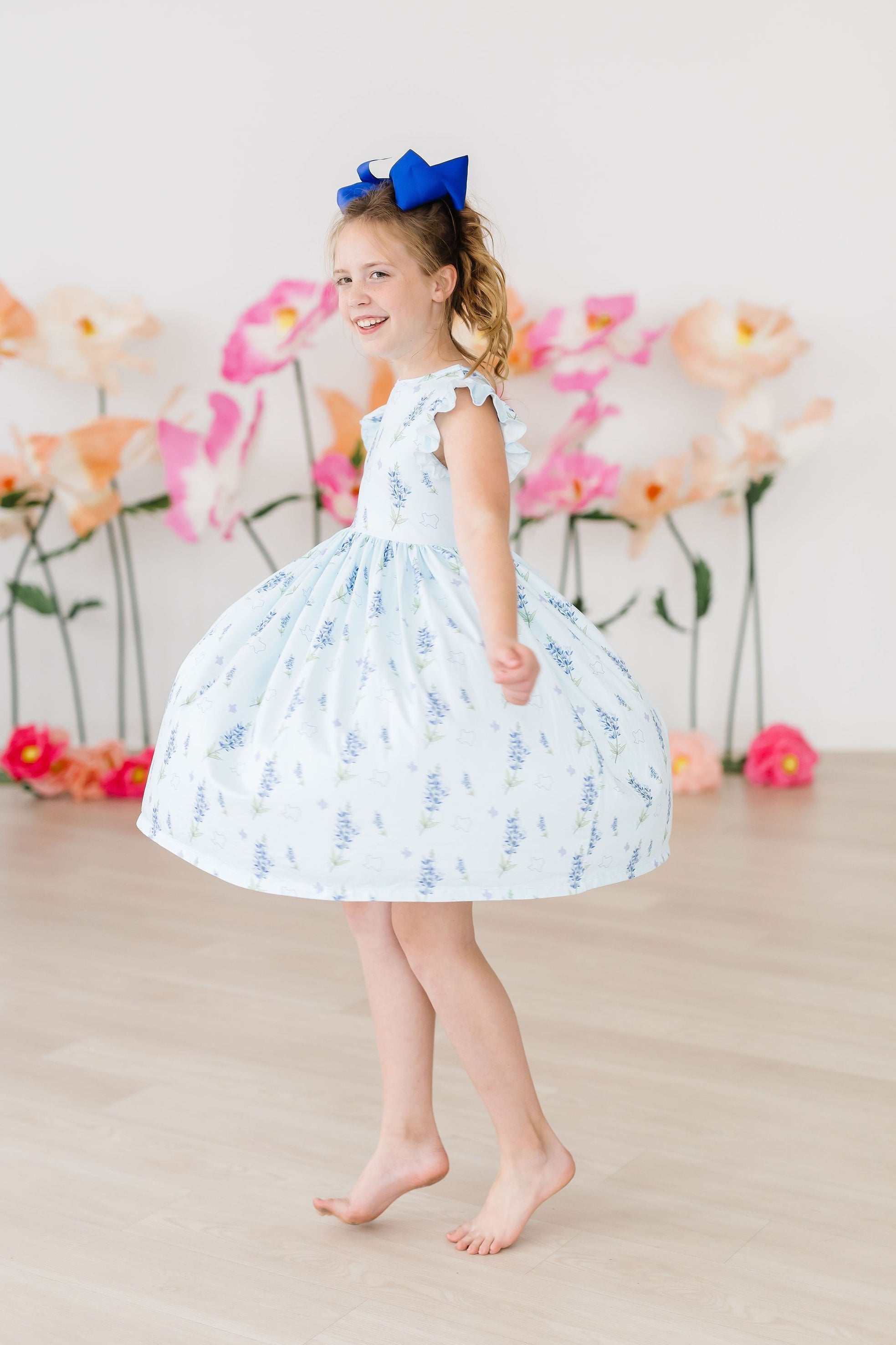 Texas Bluebonnets Flutter Sleeve Twirl Dress by Mila & Rose ®