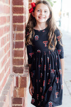 Texas Tech Black Raider Red 3/4 Sleeve Pocket Twirl Dress by Mila & Rose ®