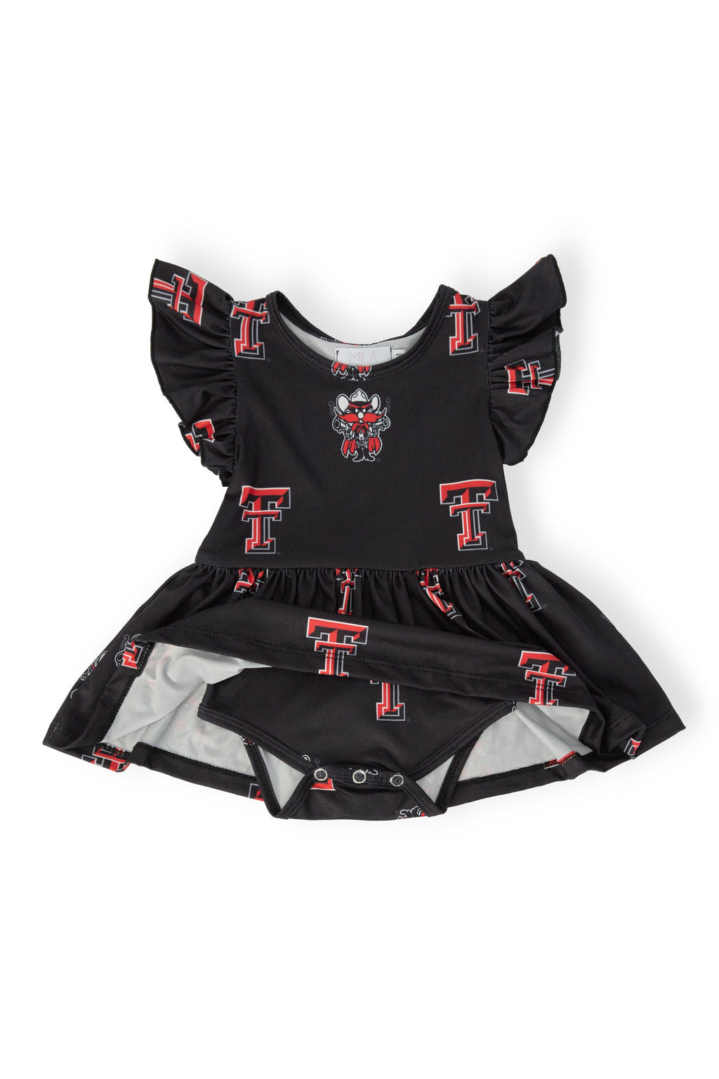 Texas Tech Black Raider Red S/S Flutter Twirl Bodysuit by Mila & Rose ®