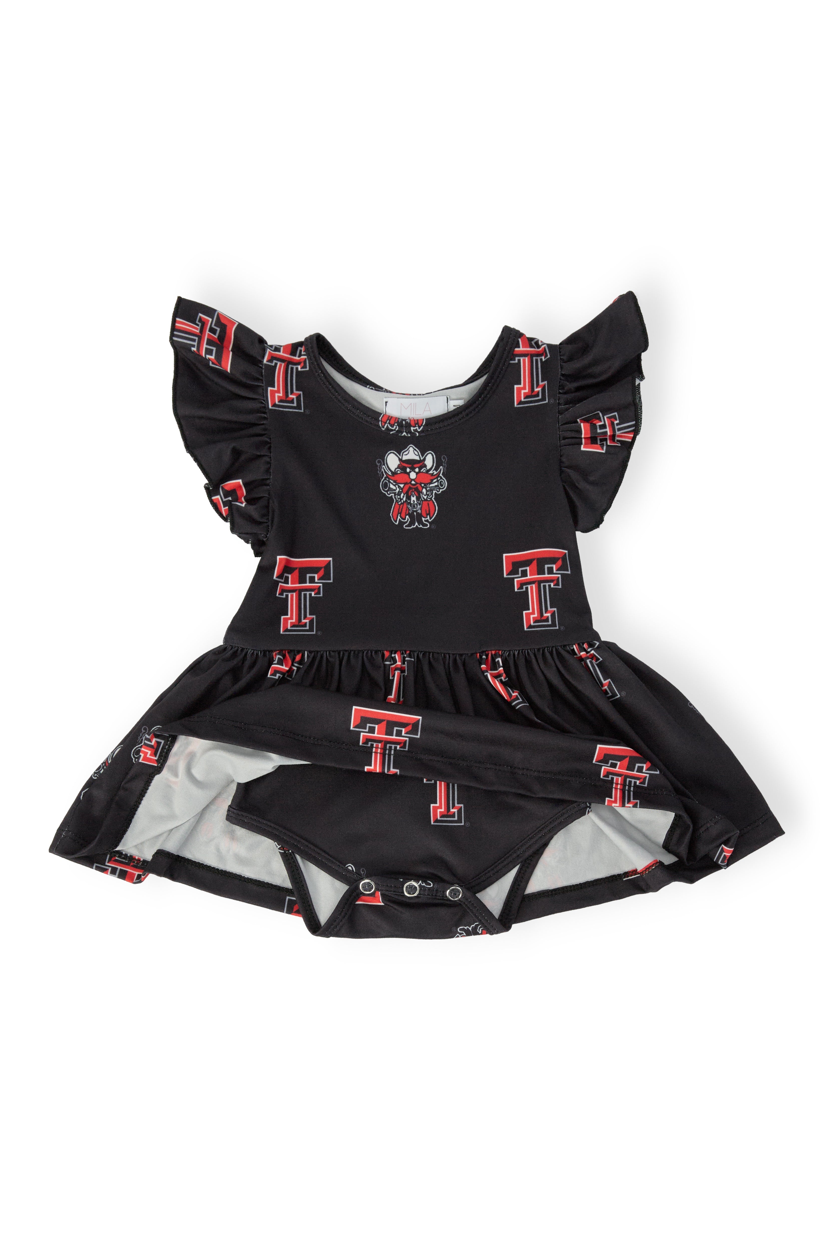 Texas Tech Black Raider Red S/S Flutter Twirl Bodysuit by Mila & Rose ®