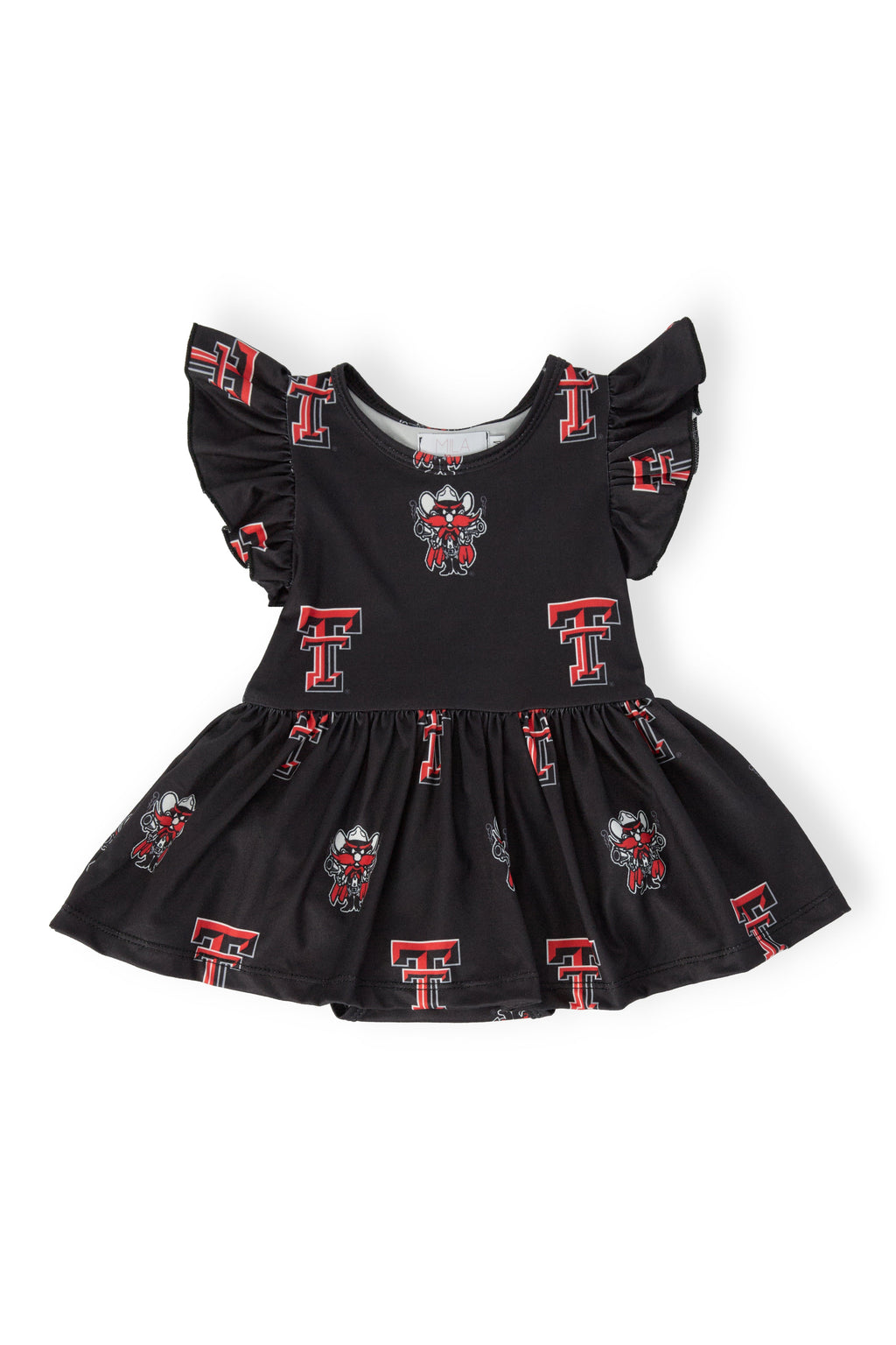 Texas Tech Black Raider Red S/S Flutter Twirl Bodysuit by Mila & Rose ®