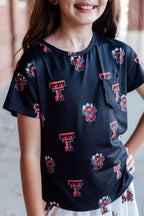 Texas Tech Black Raider Red Ruffle Pocket Tee by Mila & Rose ®