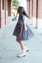Texas Tech Plaid Raider Red 3/4 Sleeve Pocket Twirl Dress by Mila & Rose ®