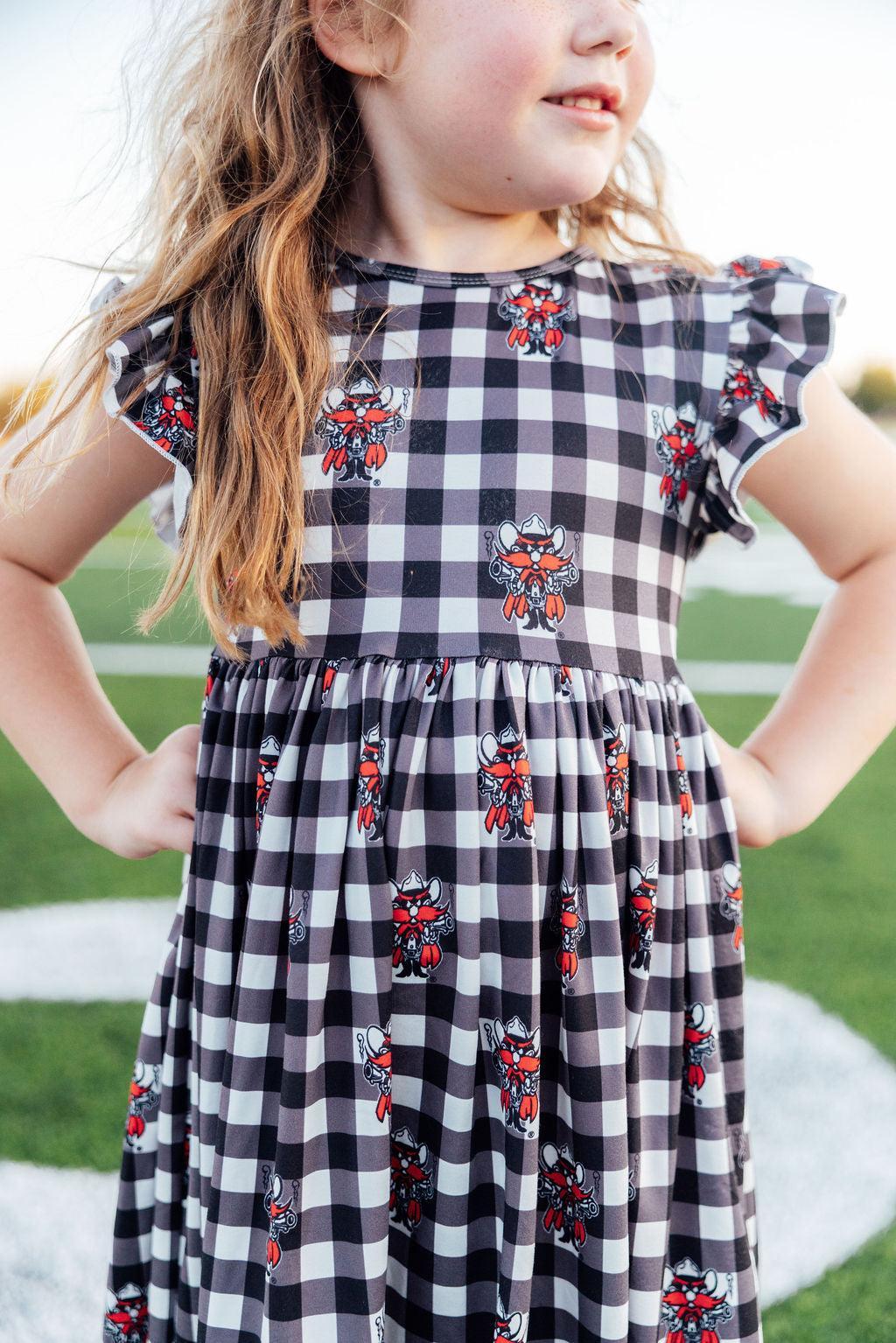 Texas Tech Plaid Raider Red Flutter Twirl Dress by Mila & Rose ®