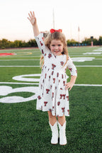 Texas Tech White Raider Red 3/4 Sleeve Pocket Twirl Dress by Mila & Rose ®