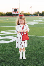 Texas Tech White Raider Red 3/4 Sleeve Pocket Twirl Dress by Mila & Rose ®