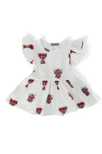 Texas Tech White Raider Red S/S Flutter Twirl Bodysuit by Mila & Rose ®
