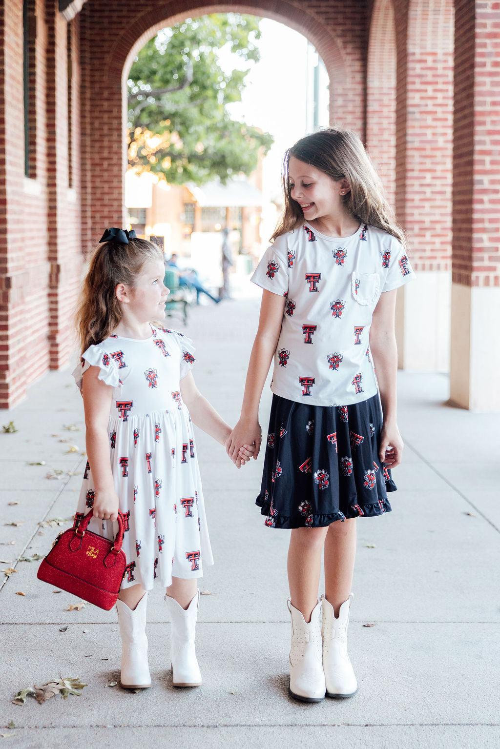 Texas Tech White Raider Red Flutter Twirl Dress by Mila & Rose ®