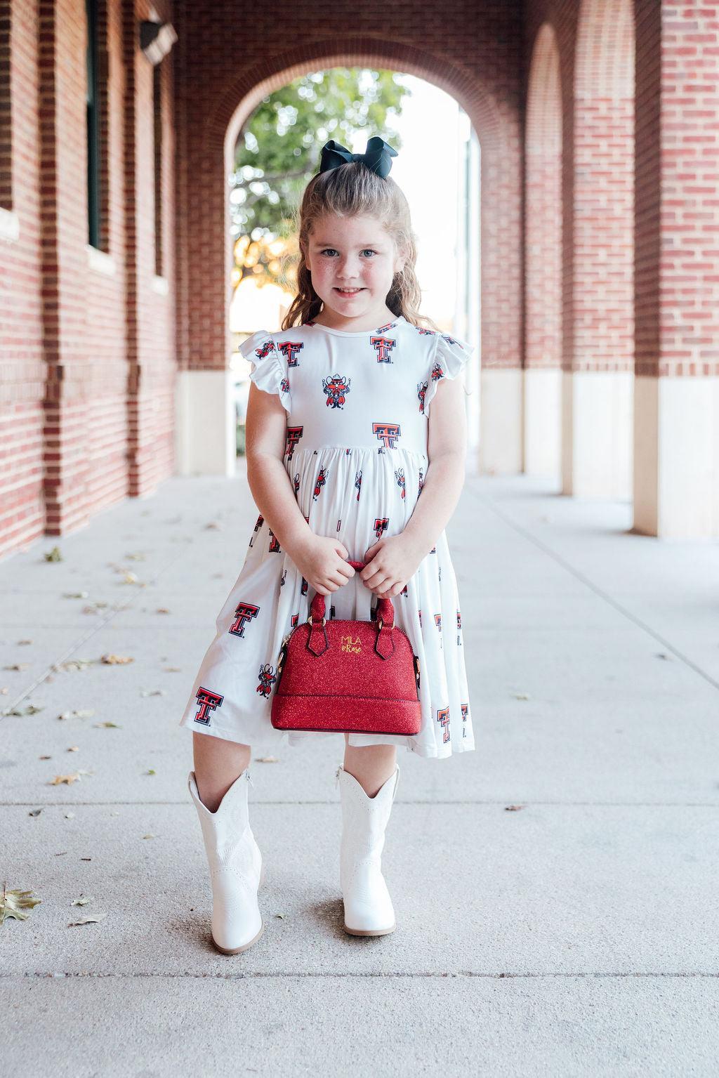 Texas Tech White Raider Red Flutter Twirl Dress by Mila & Rose ®