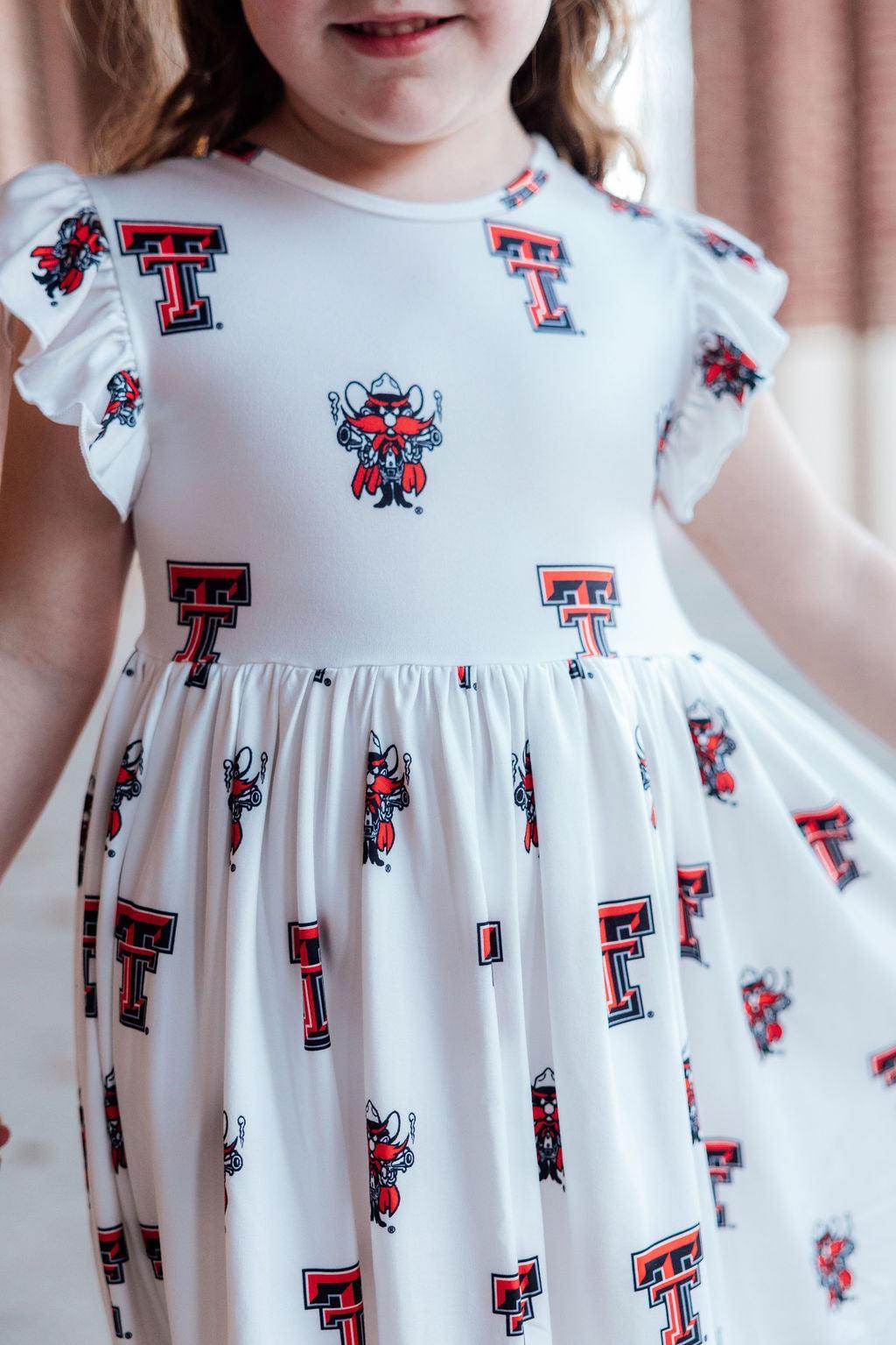 Texas Tech White Raider Red Flutter Twirl Dress by Mila & Rose ®