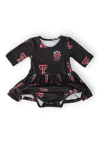 Texas Tech Black Raider Red 3/4 Sleeve Twirl Bodysuit by Mila & Rose ®