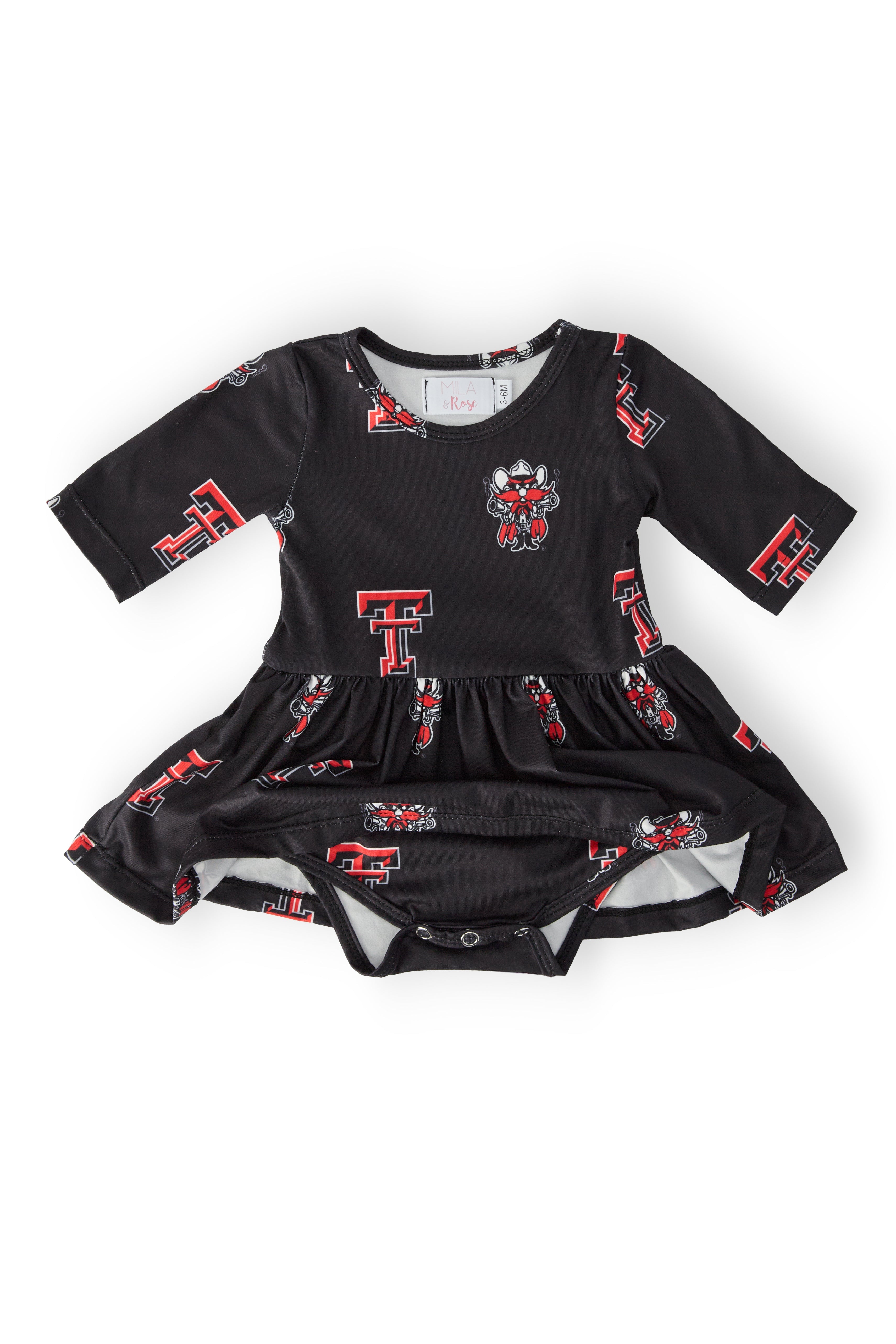 Texas Tech Black Raider Red 3/4 Sleeve Twirl Bodysuit by Mila & Rose ®