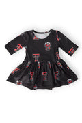 Texas Tech Black Raider Red 3/4 Sleeve Twirl Bodysuit by Mila & Rose ®