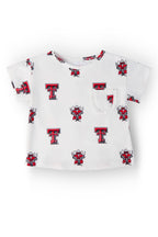 Texas Tech White Raider Red Ruffle Pocket Tee by Mila & Rose ®