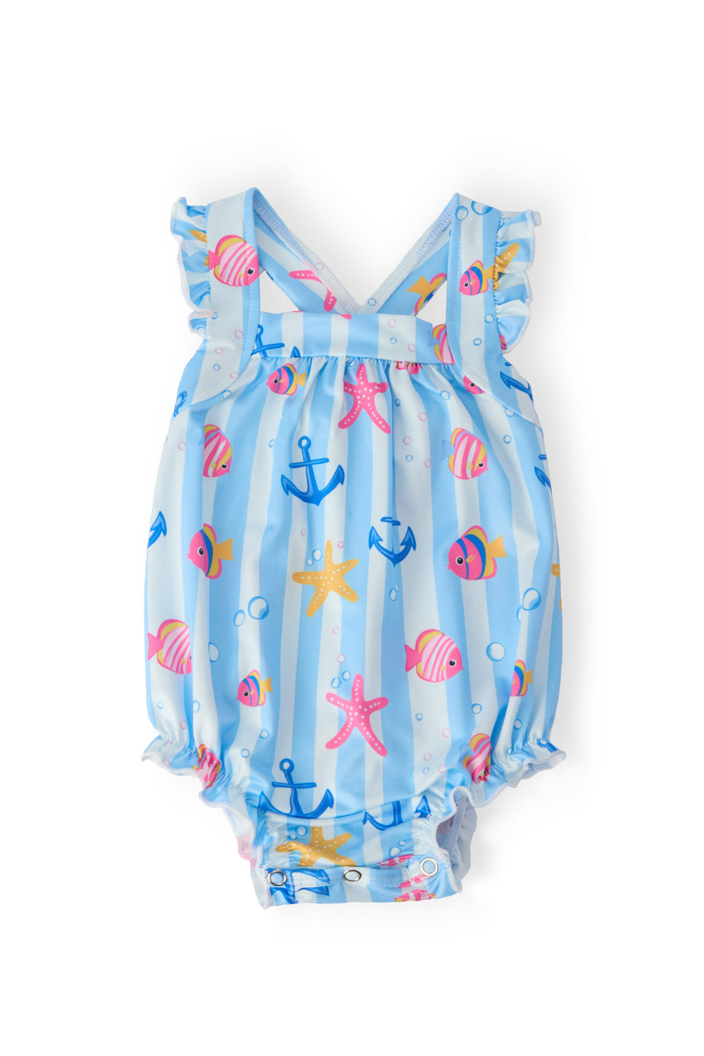 Tidepool Treasures Ruffle Cross Back Romper by Mila & Rose ®