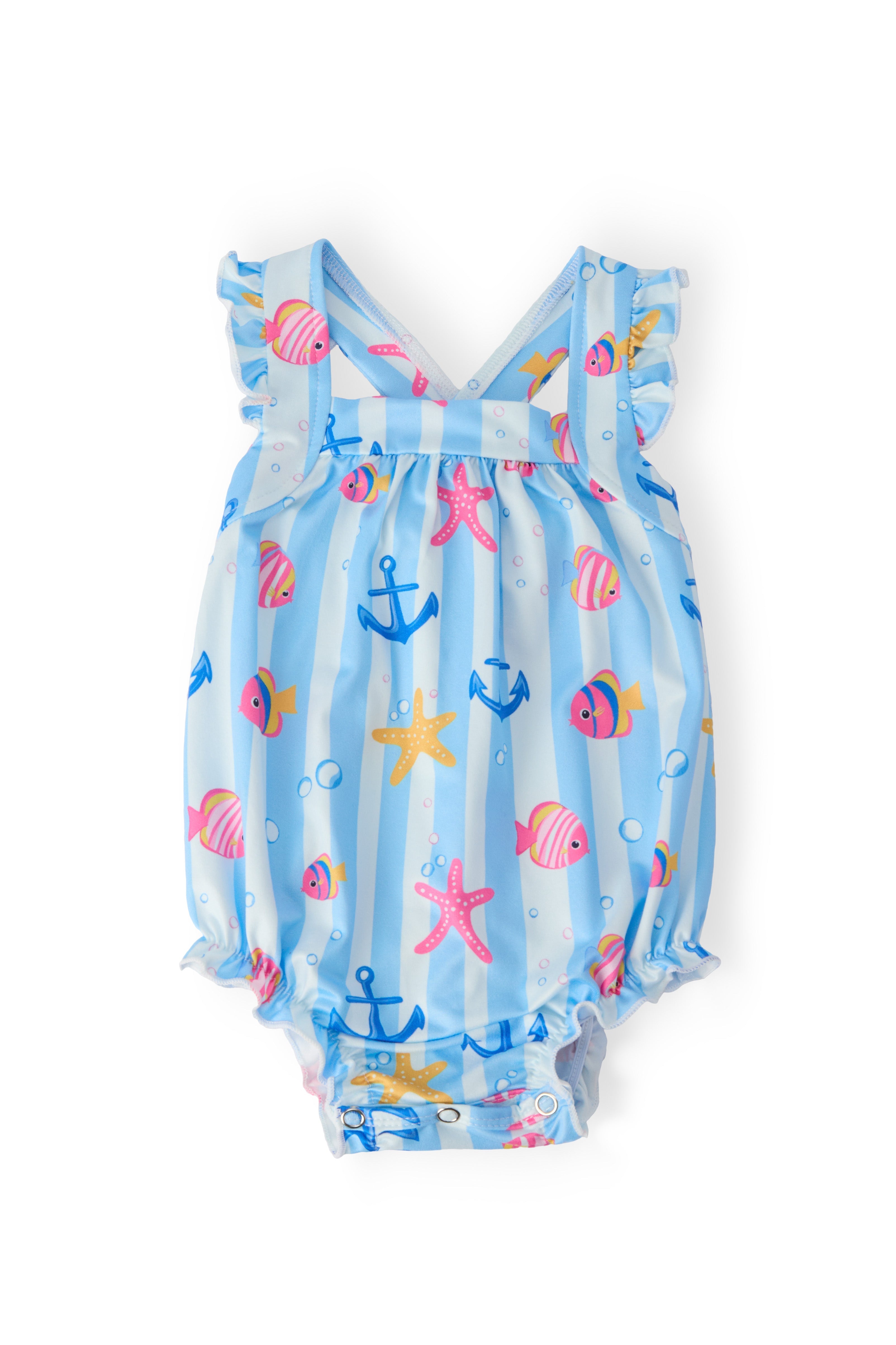 Tidepool Treasures Ruffle Cross Back Romper by Mila & Rose ®