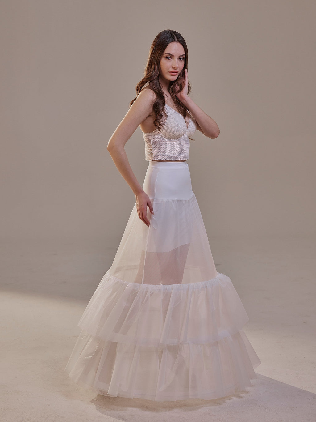 Trumpet Petticoat Skirt with Waist Corsage and 3 Hoops , Bridal Crinoline Slip by Bridal Port