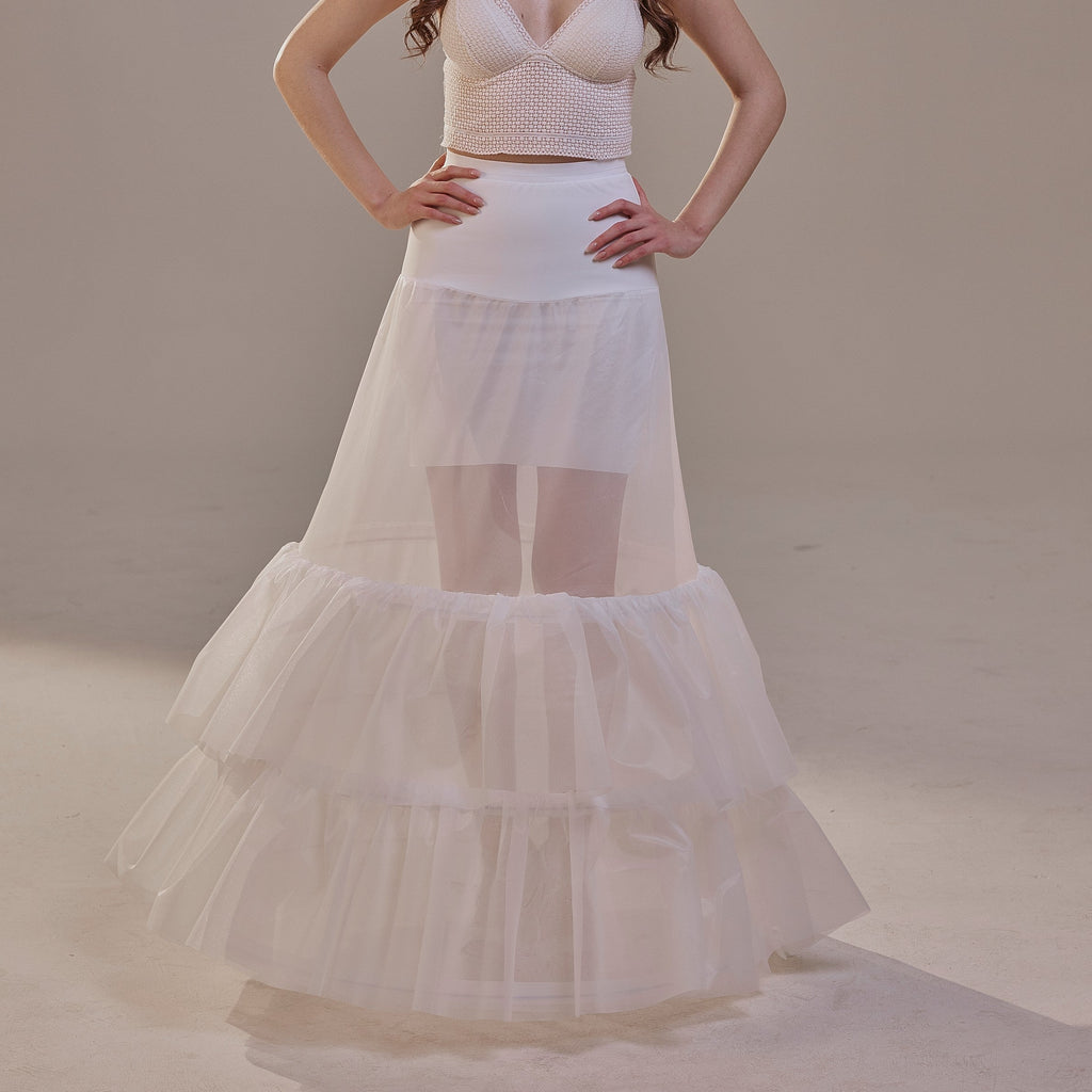 Trumpet Petticoat Skirt with Waist Corsage and 3 Hoops , Bridal Crinoline Slip by Bridal Port