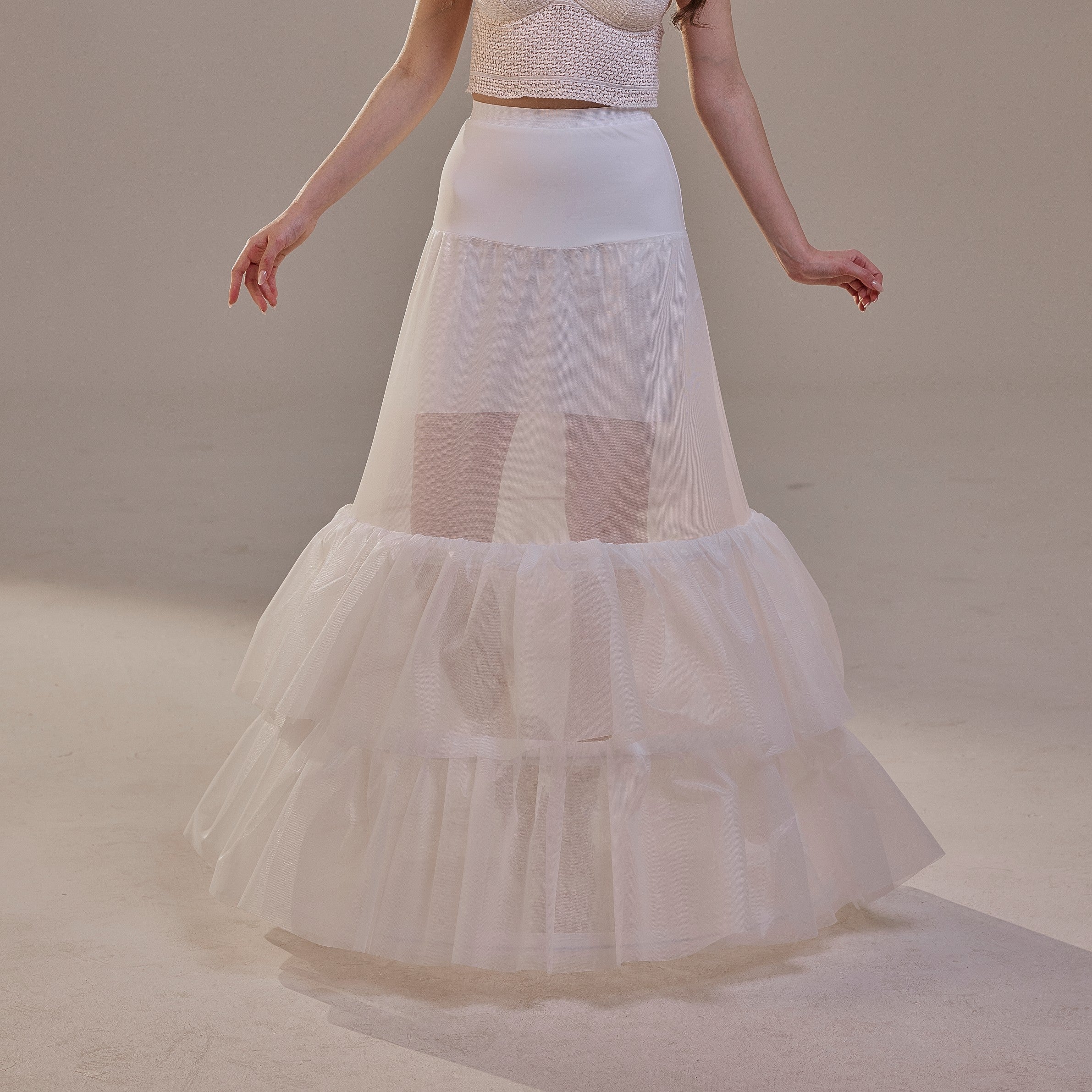 Trumpet Petticoat Skirt with Waist Corsage and 3 Hoops , Bridal Crinoline Slip by Bridal Port
