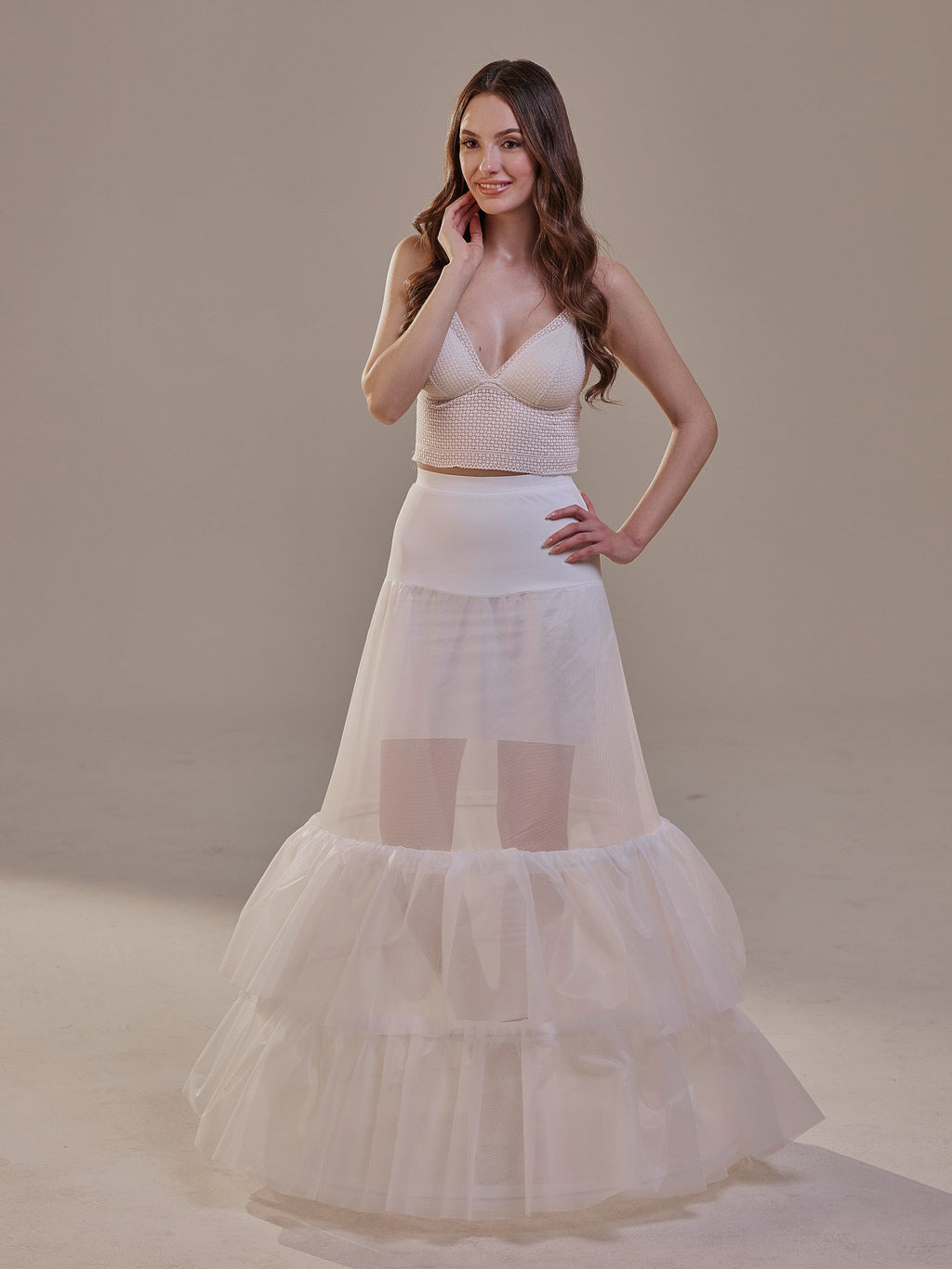 Trumpet Petticoat Skirt with Waist Corsage and 3 Hoops , Bridal Crinoline Slip by Bridal Port