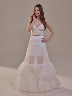 Trumpet Petticoat Skirt with Waist Corsage and 3 Hoops , Bridal Crinoline Slip by Bridal Port