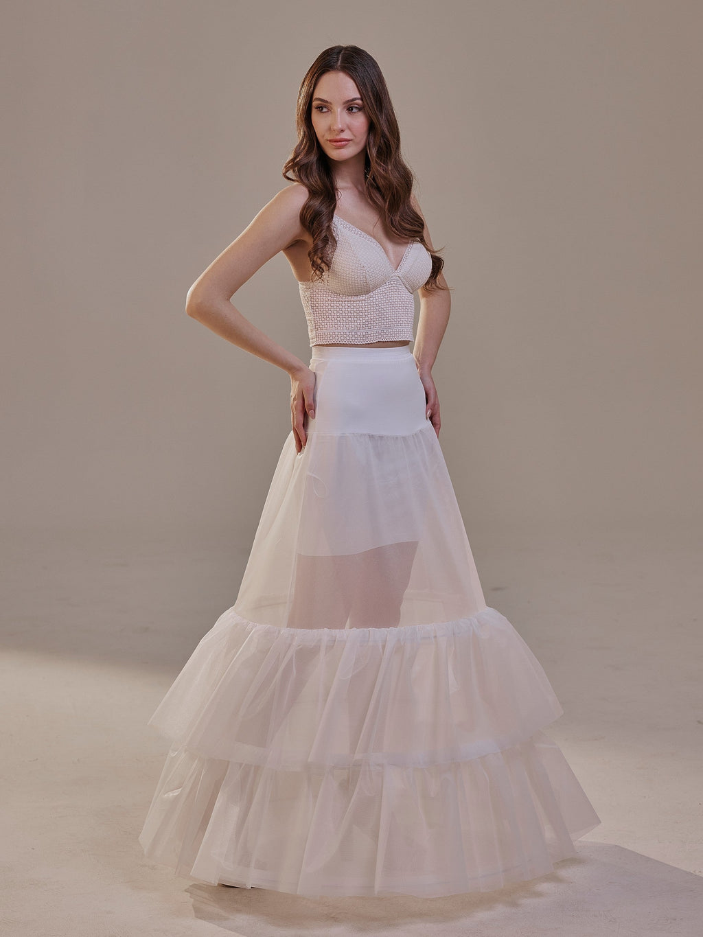 Trumpet Petticoat Skirt with Waist Corsage and 3 Hoops , Bridal Crinoline Slip by Bridal Port