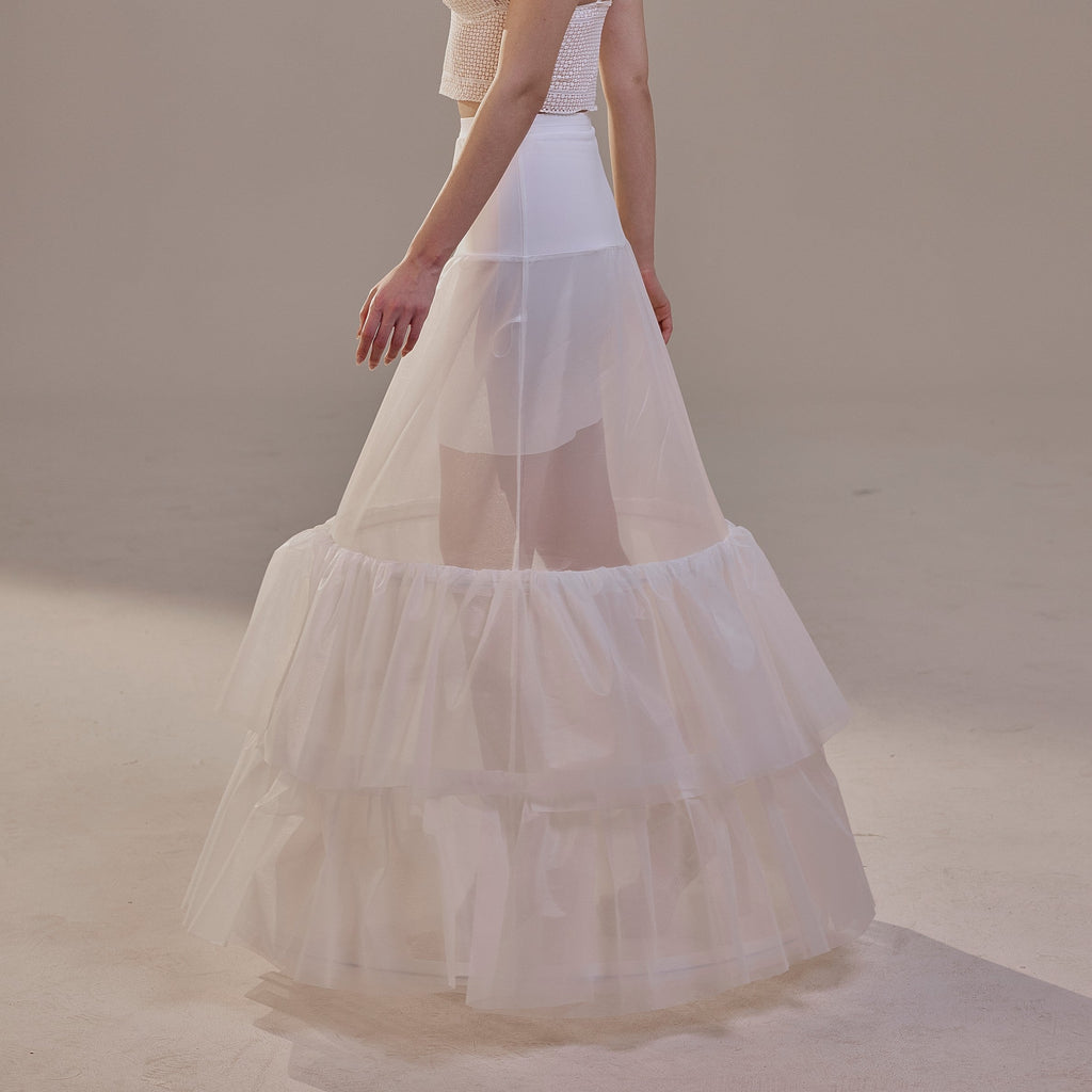 Trumpet Petticoat Skirt with Waist Corsage and 3 Hoops , Bridal Crinoline Slip by Bridal Port