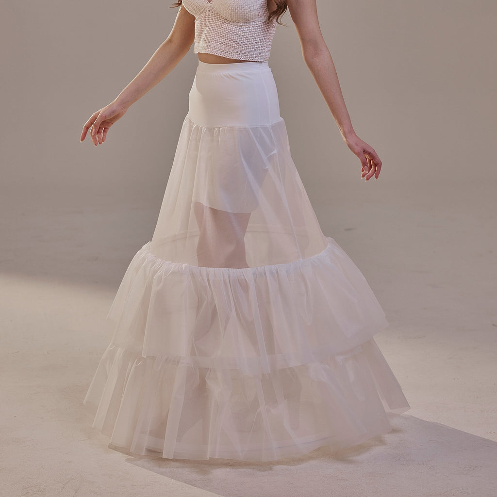 Trumpet Petticoat Skirt with Waist Corsage and 3 Hoops , Bridal Crinoline Slip by Bridal Port